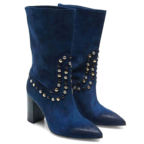 🍒NIB🍒 FREE PEOPLE WESTERN STUDDED SUEDE BOOTS - Picture 4 of 14